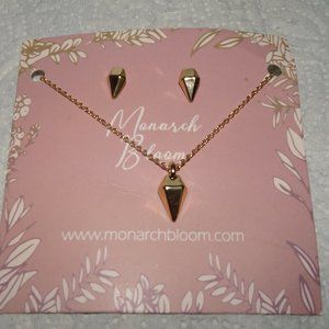 Monarch Bloom Gold Tone Necklace & Earrings